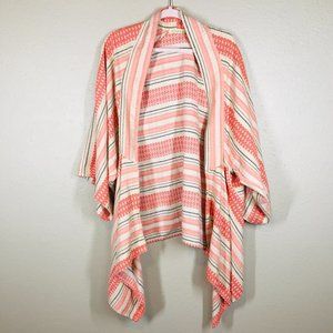 Stark X Pink and Cream Open Front Waterfall Cardigan Kimono